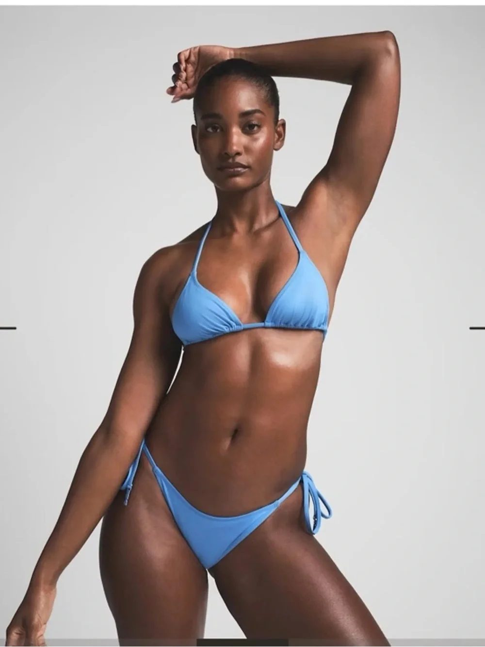 SKIMS Blue Triangle Bikini Top & Dipped Tie Bottom